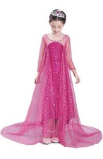 NEW Halloween Princess Costume Girls Sequin Dress Cape Outfit Long Sleeve