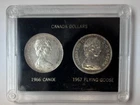 1966/1967 Canada Dollar Coin Set Canoe And Flying Goose In Capital Holder