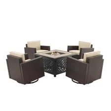 Palm Harbor 5Pc Outdoor Swivel Rocker Set W/ Fire Table