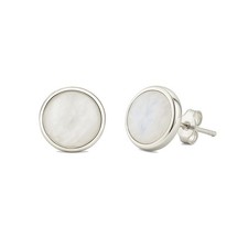 PURAJA Edelstein Ohrstecker aus 925 Sterling Silber: Mondstein