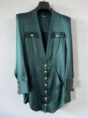Women Balmain Dress Green Silk - Bild 1 von 3