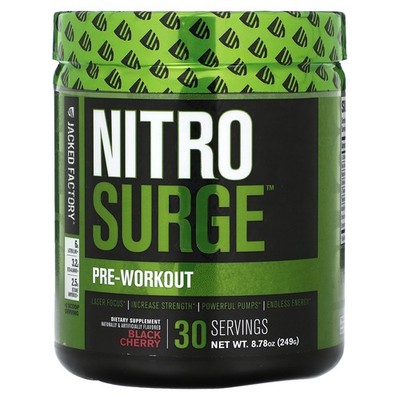 2 X Jacked Factory, Nitro Surge, Pre-Workout, Black Cherry, 8.78 oz -Worldwide