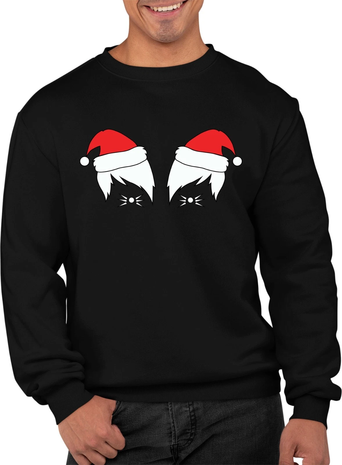 Sarcastic Cat Xmas Jumper | Funny Santa Hat Sweatshirt Unisex Adults
