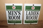 Vtg Texaco Ladies Men Gas Station Restroom Door Push Palm Press Porcelain Sign
