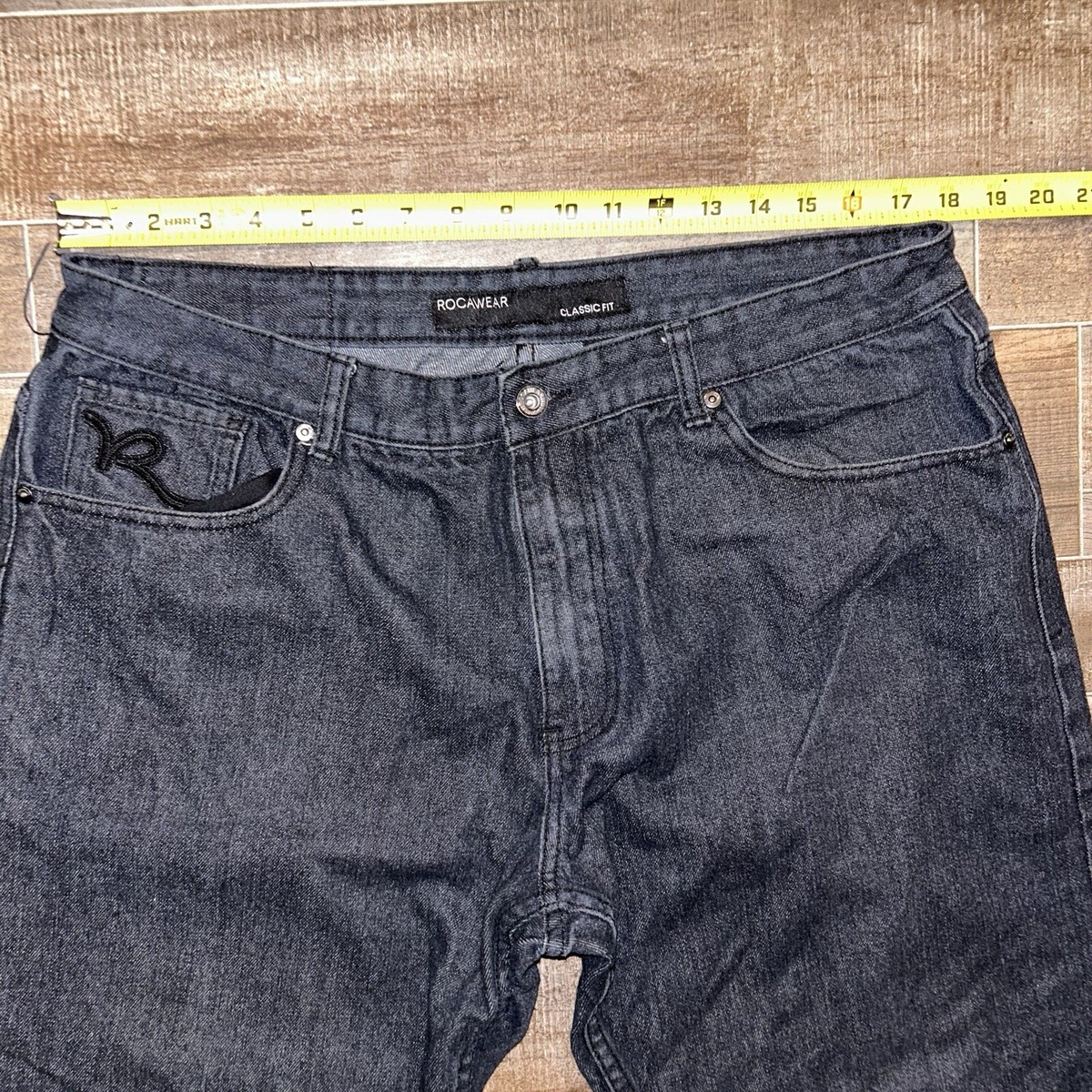 Rocawear Jeans Men's Size 38 Black Embroidered Double R Pocket VTG