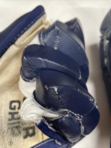 VINTAGE 1997 SHER-WOOD PLATINUM SP-5060 NAVY PROFESSIONAL HOCKEY GLOVES 14.5" - Picture 12 of 19