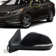 8-pin Left Driver Mirror Black Heated Hand W/ Blind For Hyundai Sonata 2015-2017
