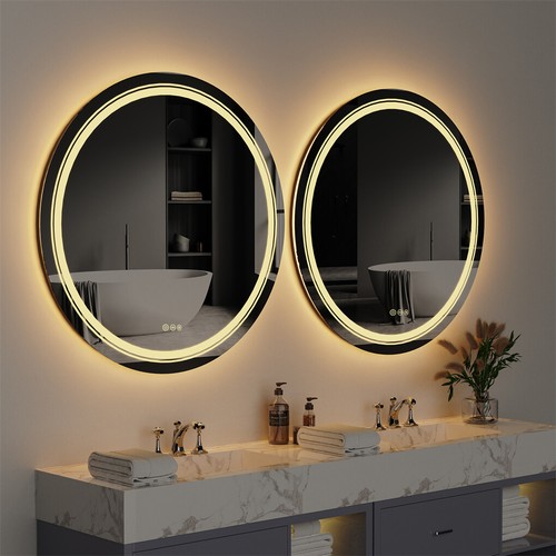 Large Round LED Bathroom Mirror Wall Mounted Backlit Anti-Fog Makeup Mirror IP44 - Picture 4 of 23