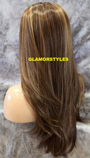 LACE FRONT FULL WIG LONG STRAIGHT LAYERED GOLDEN BROWN MIX HEAT OK NWT