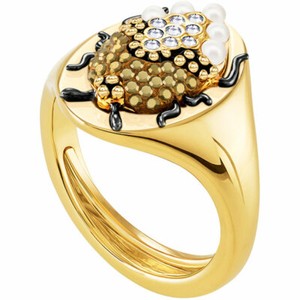 Authentic Authentic Swarovski Magnetic Signet Scarab Beetle Gold Plated Ring - size 6-7