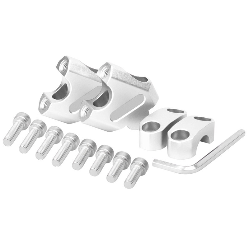 Pair 11/8" Silver Motor Bike ATV Fit Handlebar Riser 38mm Height Clamp