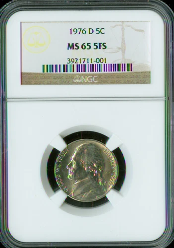 1976 D JEFFERSON NICKEL NGC MS65 FS TOUGH DATE .