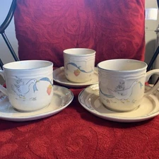 International Stoneware Marmalade Goose Duck Cups Mugs & Saucers (Set of 3)