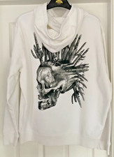 All Saints White Forsaken Oth Hoody  Sweatshirt size M skull logo new with tags