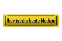 Blechschild Spruch 46X10 Cm Bier Ist Die Beste Medizin Gelbes Schild