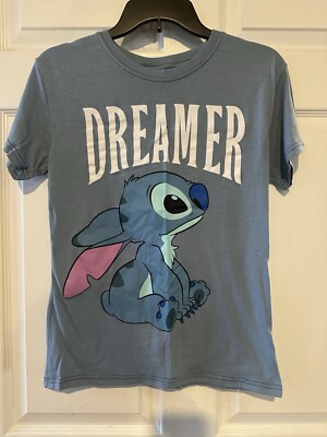Disney DREAMER T-Shirt Small 3-5 Stitch Juniors Light Blue Graphic