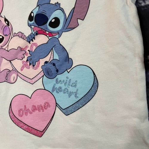 Disney Lilo & Stitch Girl's XS Candy Hearts T-Shirt Red White X-SMALL - Picture 4 of 7