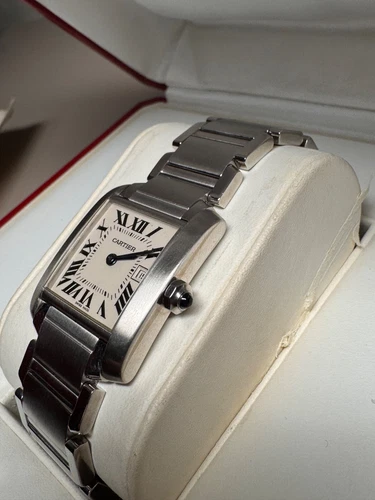 Serviced Cartier Tank Française 2465 Steel Medium 25 mm  Watch Box Papers