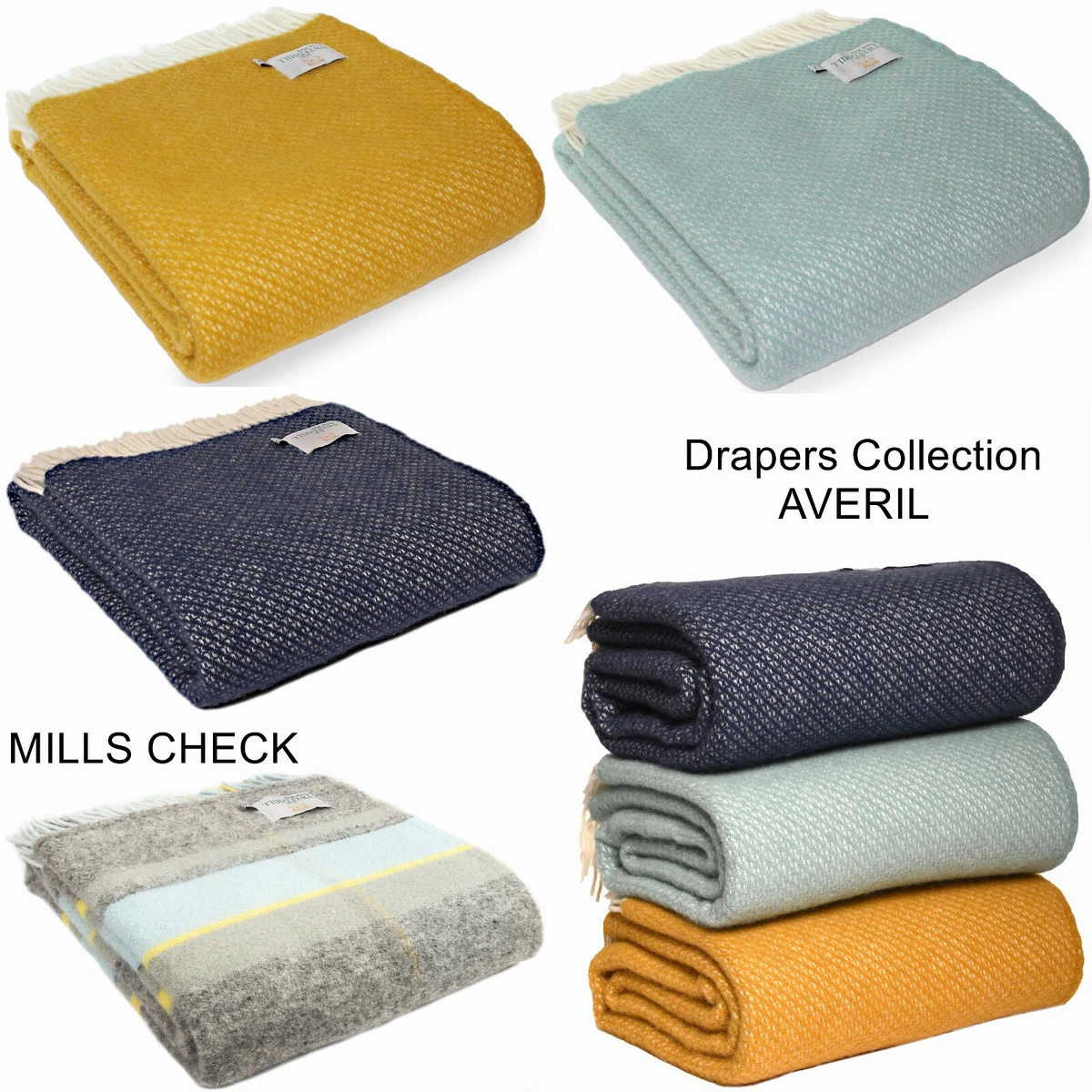 TWEEDMILL 50% New 50% Recycled Wool Blanket DIAGONAL STRIPE COFFEE BROWN THROW