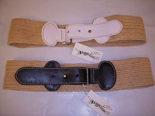 NEW Aimee Lynn Leather and Jute Stretch Belt w/Bronze Hardware - Choose Size