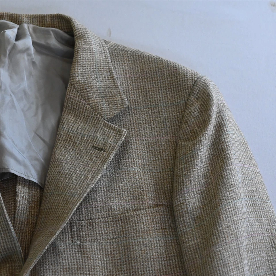 Jaqueta blazer de lã Southwick 42S bege tecido cobertor tweed feita nos EUA casaco esportivo - Imagem 2 de 4