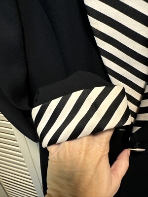 Vintage CHRISTIAN DIOR Black W/silk Stripes Lapel & Cuffs
