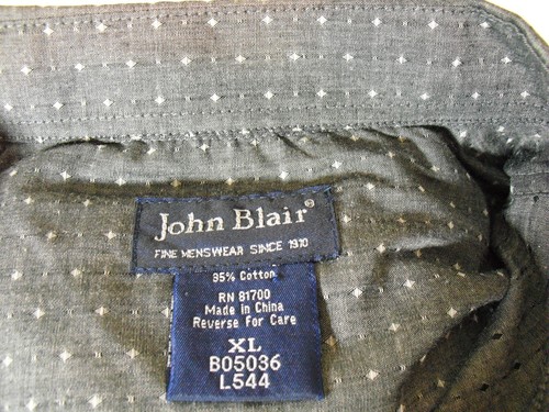 John Blair Mens Gray/White Button Up Shirt Long Sleeve Size XL XLarge - Picture 7 of 7
