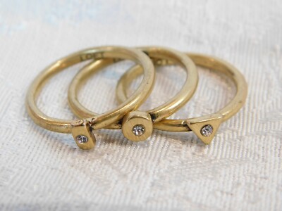 LOFT 3 PIECE GOLD TONE BRASS PLATED STACKING RINGS