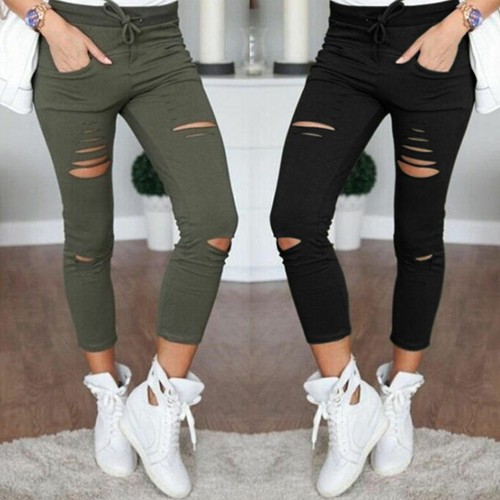 Womens Ripped Stretchy Jeans Leggings Ladies Skinny Jegging Plus Size 10-22 UK - Picture 4 of 17