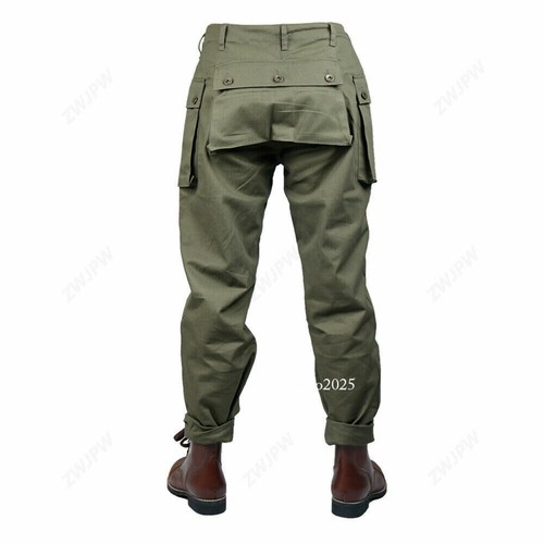 Replica WW II US Army HBT USMC P44 Pants HBT ARMY Green Cargo Men Long Pants - Picture 6 of 14