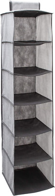 6 Shelf Hanging Closet Organizer Space Saver Sweater & Clothing Shelves Breat