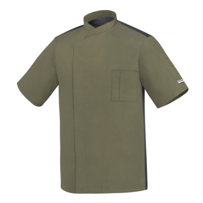 EGOCHEF Kurzarm Kochjacke Olive Ottavio Halbarm oliv grün Italy Gr. S-4XL  TOP 