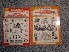 Lot 2 Dover Clip-Art Ready-to-Use: Performing Arts Old-Fashioned Eating Drinking