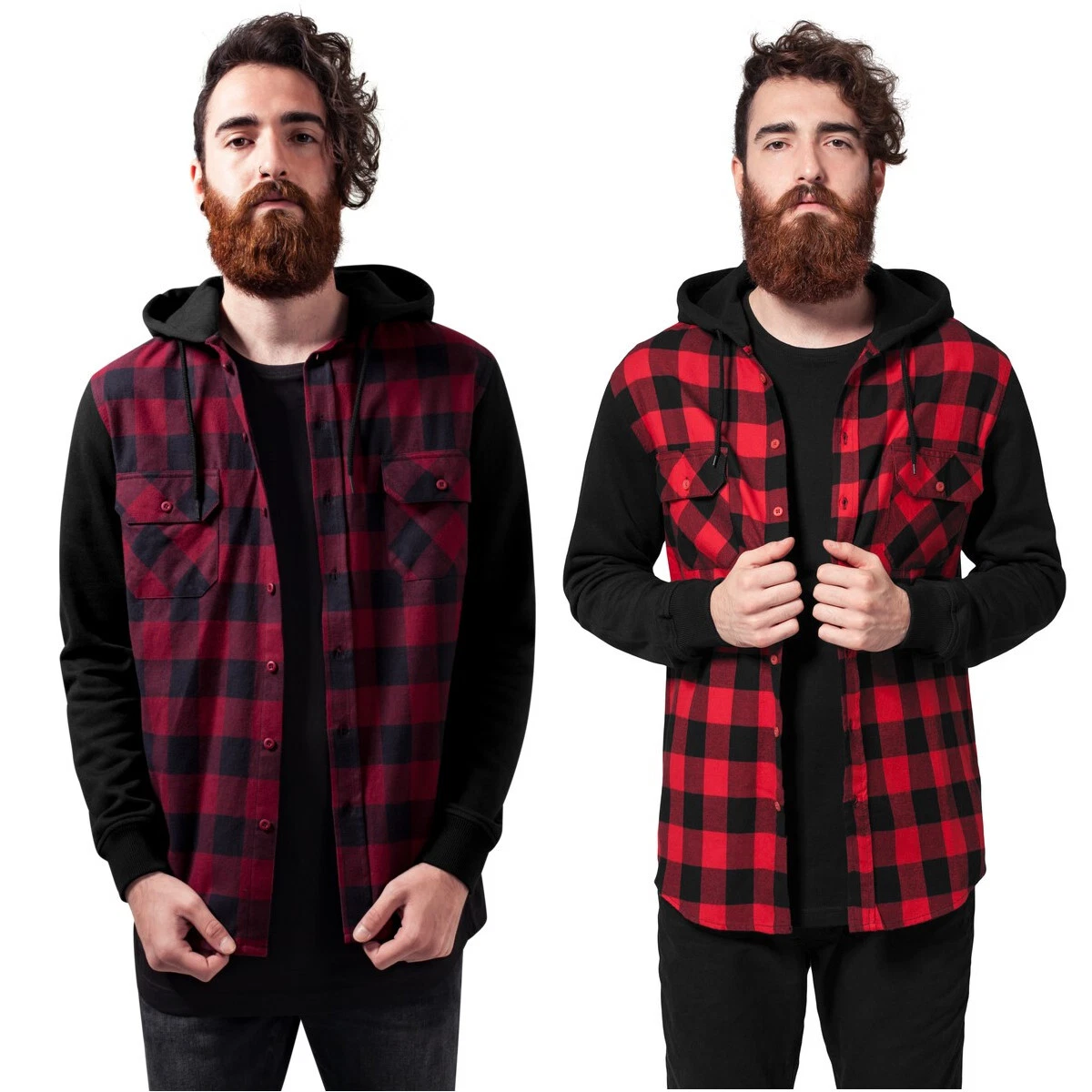 Urban Classics Hooded Checked Flannel Sweat Sleeve Shirt Jacket Hoody Checkered
Opens in a new windo