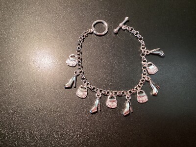 Bracelet Femme Fantaisie Argenté Avec Breloques Lucia - Neuf Avec étiquettes, 19-20cm