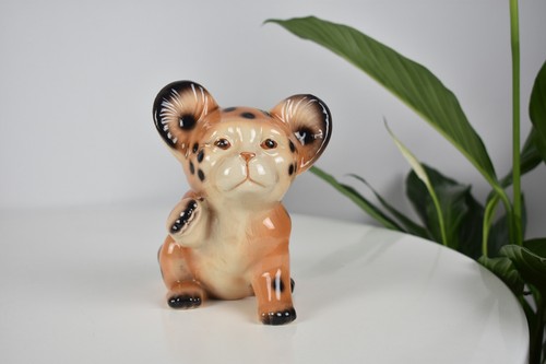 Vtg Porcelain Baby Leopard Figurine MCM Leopard Cub Porcelain Sculpture USSR 60s - Picture 5 of 11