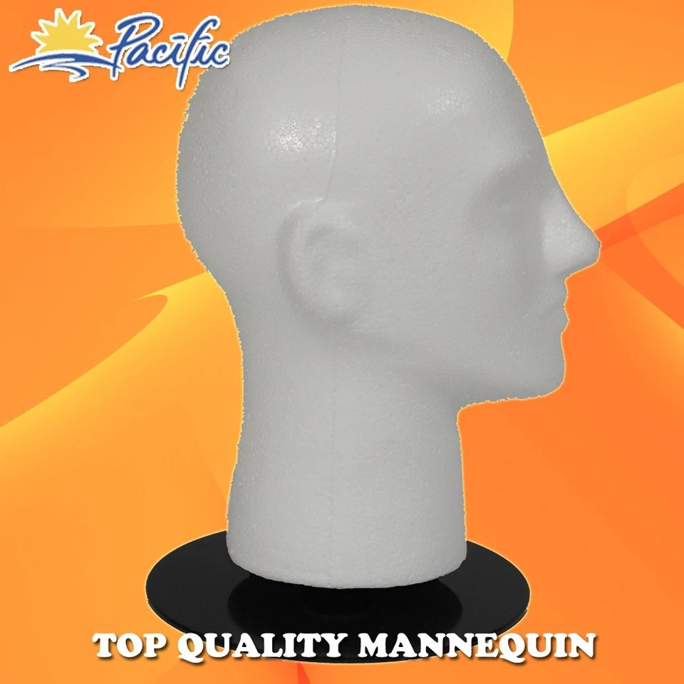 Male Foam wig MANNEQUIN 11" head with holder stand display hat glasses - Image 2 of 4