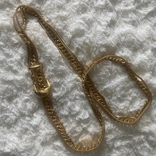 Belt Womens Gold Tone Textured 3 Chain 35  Adjustable Buckle Clasp Vintage