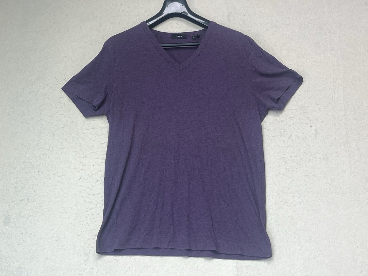 Theory Men's T-Shirt Short Sleeve Cotton Blend Regular Fit V-Neck