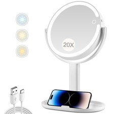 MIYADIVA Makeup Mirror with Lights,20X Magnifying Mirror with Light and Touch Sw