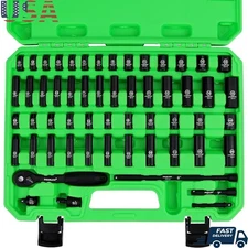 1/4 Inch Drive Socket Set Chrome Vanadium Steel Ratchet Tools 6 Point Design New