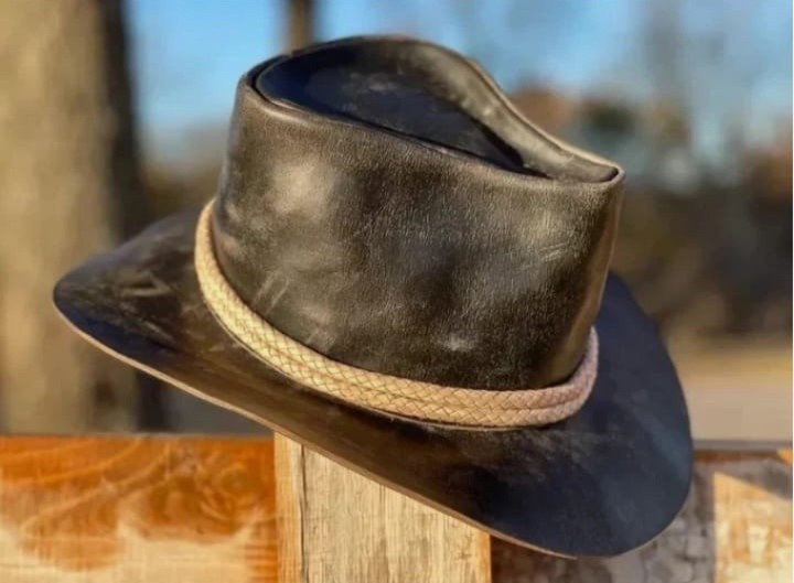 Arthur Morgan Cowboy Men Hat Handmade Real Cowhide Leather Western