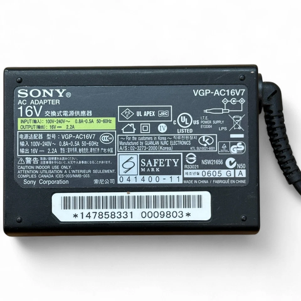 索尼原装正品 16V 2.2A 36W VGP-AC16V7 交流适配器电源充电器适用于 VAIO — 第 2/3 张图片