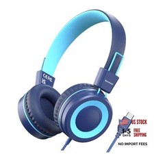 Upgrade USB Type C Kids Headphone for School, 94dB Safe Volume Dark Blue