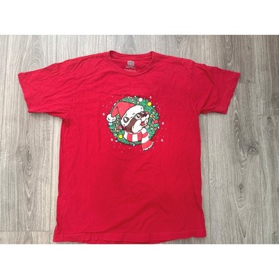 Buc-ee's T-Shirt Large Red Christmas Holiday Truck Beaver Festive Wreath Tee