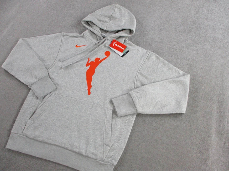 Nike WNBA Sudadera con Capucha Para Hombres Pequeña Gris Naranja Baloncesto Pullover Sudadera DR9596 Foto 2 de 4