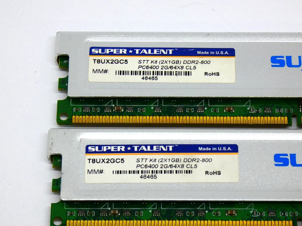 Super Talent 2x1Gb T8UX2GC5 (PAIR) DDR2-800 (TESTED on INTEL) - PC Memory - Image 2 of 2