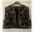 Zara Khaki Embroidered Black Waistcoat Size XL Size 14 BN