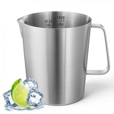 304 18/8 Stainless Steel Measuring Cup Handle 32oz / 1000ml Pitcher Oz ML