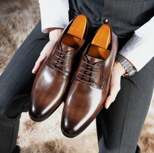 Men's Dress Leather Shoes Men Fashion Wedding Shoes Black Formal Business